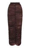 Alex Perry Ruched Mesh Midi Skirt In Brown