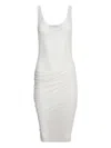 Alex Perry Ruched Midi Dress In White