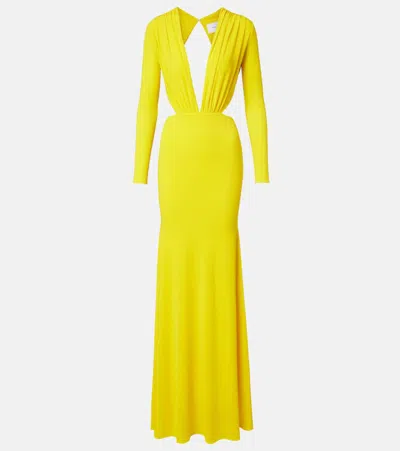 Alex Perry Ruched Open-back Crêpe Jersey Gown