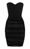 Alex Perry Ruched Power Mesh Midi Dress In Black