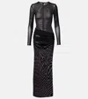 Alex Perry Ruched Sheer Mesh Gown In Black