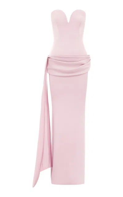 Alex Perry Sash-detailed Satin Crepe Gown In Pink