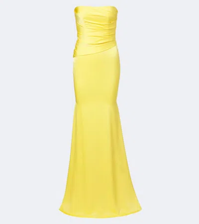 Alex Perry Satin Crepe Bustier Gown In Yellow