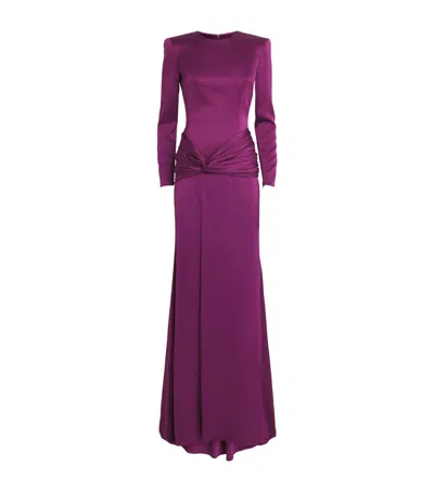 Alex Perry Satin Crêpe Gown In Purple