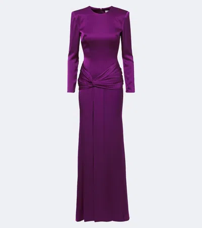 Alex Perry Satin Crepe Gown In Purple