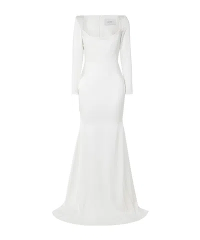 Alex Perry Satin Crepe Gown In White