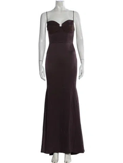 Pre-owned Alex Perry Satin Long Dress In Brown