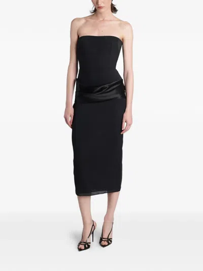 Alex Perry Satin-trimmed Strapless Midi Dress In Black