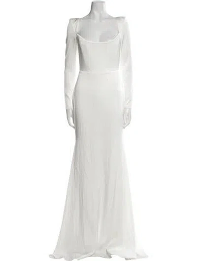 Pre-owned Alex Perry Scoop Neck Long Dress W/ Tags In White