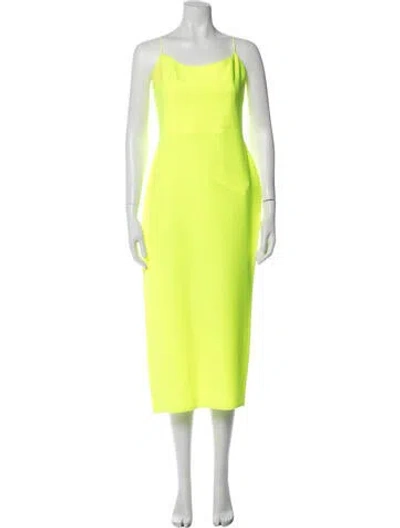 Pre-owned Alex Perry Scoop Neck Midi Length Dress In Yellow