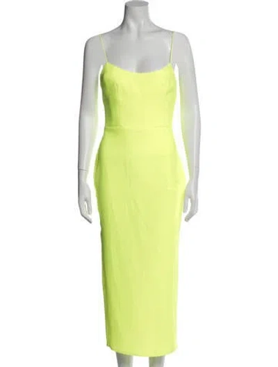 Pre-owned Alex Perry Scoop Neck Midi Length Dress In Yellow
