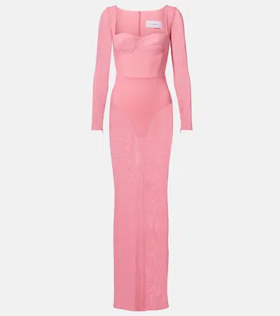 Alex Perry Semi-sheer Mesh Gown In Pink