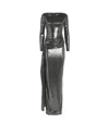 Alex Perry Sequin Drape-detail Maxi Dress In Silver