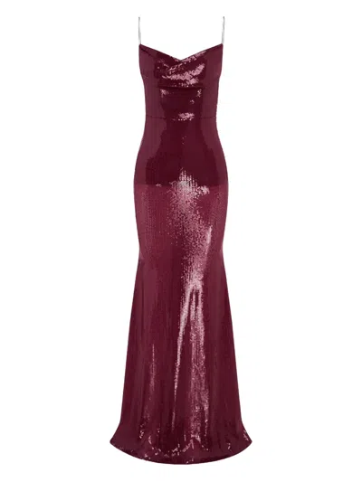 Alex Perry Sequin-embellished Dress In Burgundy