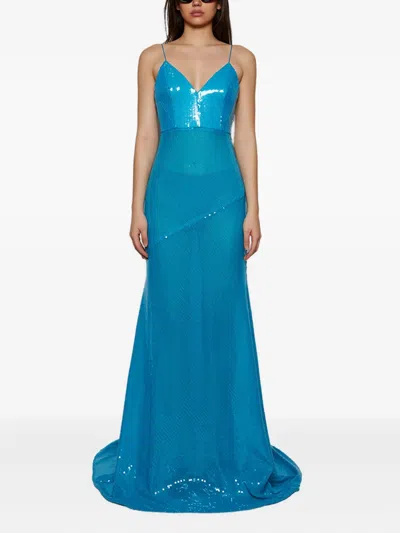Alex Perry Sequin-embellished Gown In Blue
