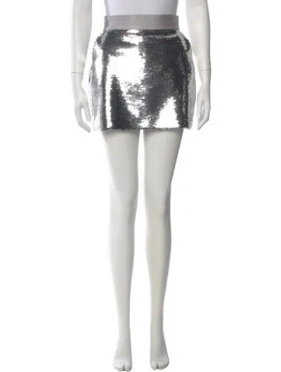 Pre-owned Alex Perry Sequin Embellishments Mini Skirt In Silver