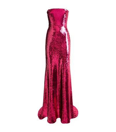 Alex Perry Sequin Strapless Gown In Pink