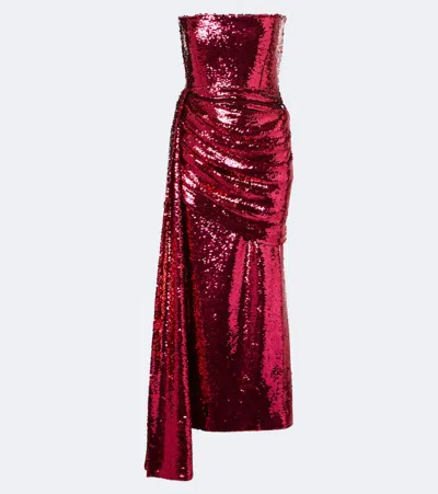 Alex Perry Sequined Bustier Dress In Red