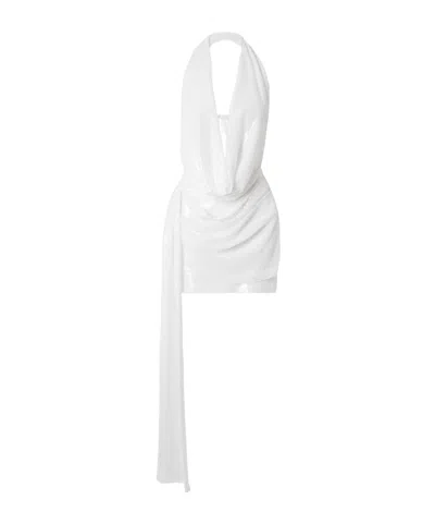 Alex Perry Sequined Crepe Mini Dress In White