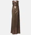 Alex Perry Strapless Sequin Twist Gown In Braun
