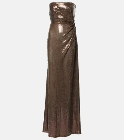 ALEX PERRY SEQUINED GATHERED GOWN