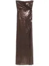 Alex Perry Strapless Sequin Twist Gown In Brown