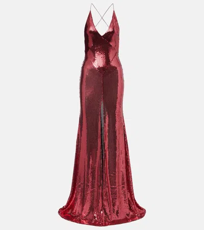 Alex Perry Sequined Gown In Red