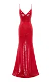 Alex Perry Sequined Gown In Red