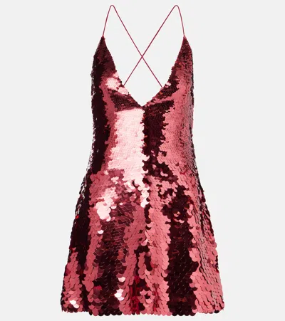 Alex Perry Sequined Halterneck Minidress In Red