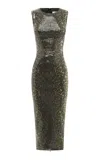 Alex Perry Sequined Leopard Midi Dress