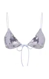 Alex Perry Sequined Mesh Bikini Top In Purple