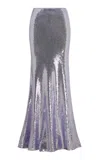Alex Perry Sequined Mesh Maxi Skirt In Purple