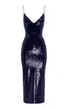 Alex Perry Sequined Midi Dress In Navy