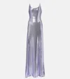 Alex Perry Sequined Open-back Gown In Purple