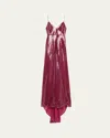 Alex Perry Sequined Paneled Bikini Gown In Plum