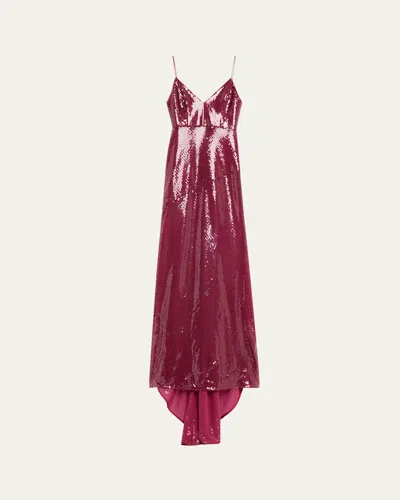 Alex Perry Sequined Paneled Bikini Gown In Plum