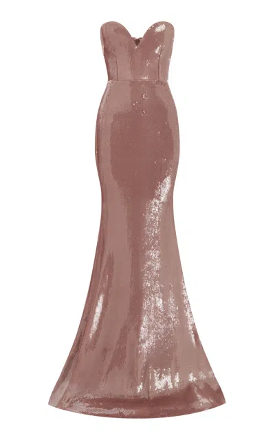 Alex Perry Sequined Strapless Gown