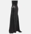 Alex Perry Sequined Strapless Gown In Blue