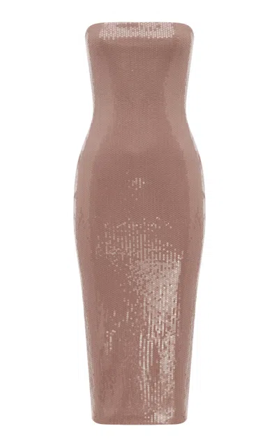 Alex Perry Sequined Strapless Midi Dress