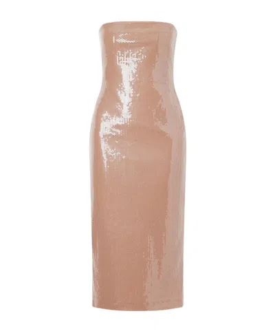 Alex Perry Strapless Sequined Stretch-mesh Gown In Pink