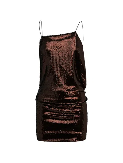 Alex Perry Sequin-embellished Draped Mini Dress In Brown