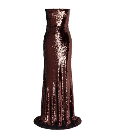 Alex Perry Sequin-embellished Gown In Brown