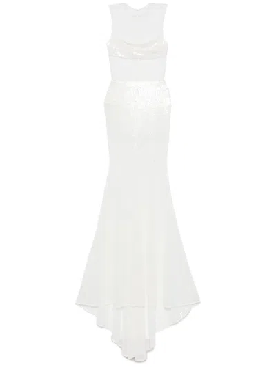 Alex Perry Sequinned Mesh Gown In White