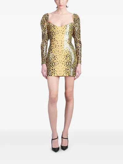 Alex Perry Sequinned Mini Dress In Yellow