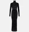 Alex Perry Sheer Animal-print Devoré Maxi Dress In Black