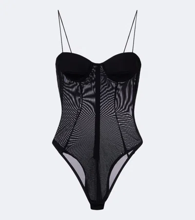 Alex Perry Sheer Bodysuit In Animal Print