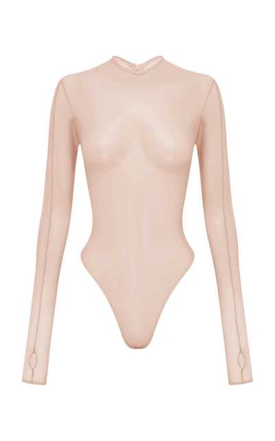 Alex Perry Sheer Mesh Bodysuit In Neutral | ModeSens