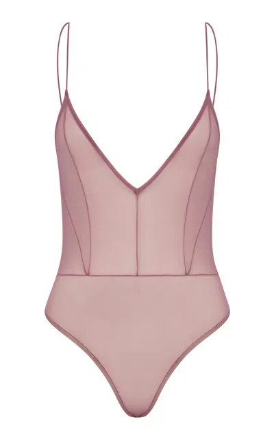 Alex Perry Sheer Mesh Bodysuit In Pink