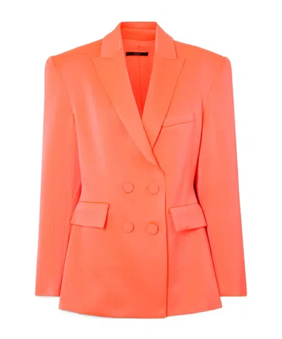 Alex Perry Shiny Satin Blazer In Orange