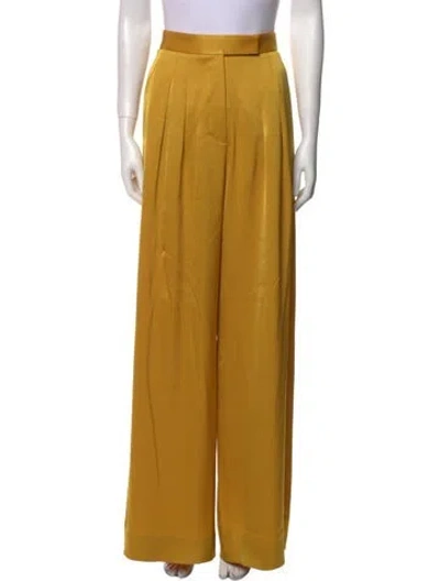 Pre-owned Alex Perry Silk Wide Leg Pants In Yellow